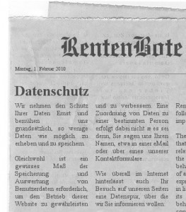 RentenBote - Hinweise zum Datenschutz